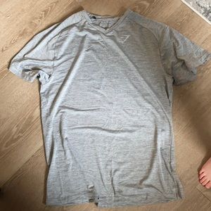 Gray athletic gym shark shirt
